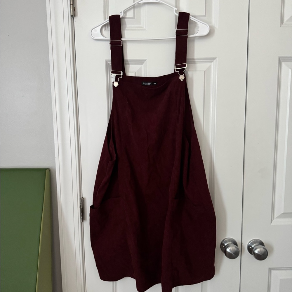 SHEIN Burgundy Pinafore Dress